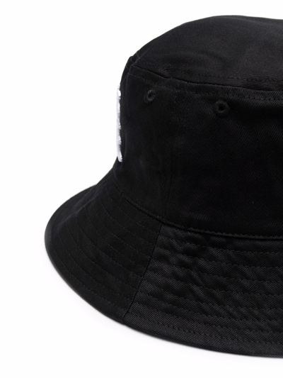 Shop Versace Jeans Couture Logo-embroidered Bucket Hat In Schwarz