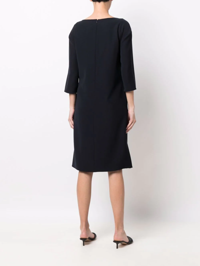 Emporio Armani Gathered-detail Midi Dress In Blau