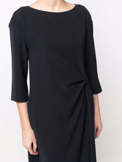 Emporio Armani Gathered-detail Midi Dress In Blau