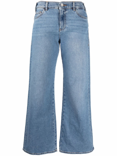 Shop Emporio Armani Cropped-leg Denim Jeans In Blau