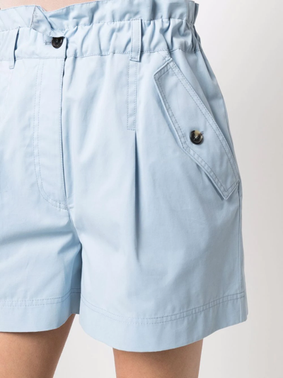 Shop Kenzo Ruched Flared Shorts In Blau