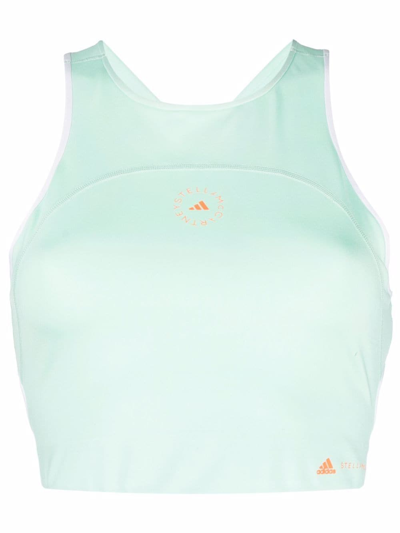 Shop Adidas By Stella Mccartney True Pace Performance Crop Top In Green