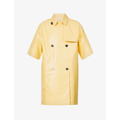 Shop Max Mara Tondo Short-sleeved Cotton Jacket In Yellow