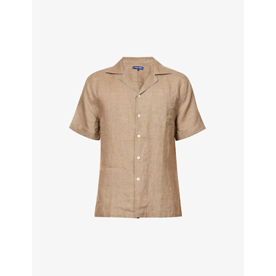 Shop Frescobol Carioca Thomas Relaxed-fit Linen Shirt In Taupe