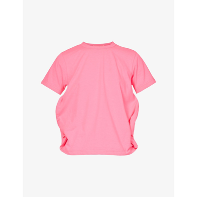 Shop Comme Des Garçons Relaxed-fit Scoop-neck Cotton-blend T-shirt In Pink