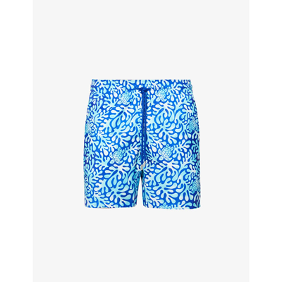 Shop Vilebrequin Mahina Turtle-print Swim Shorts In Bleu De Mer