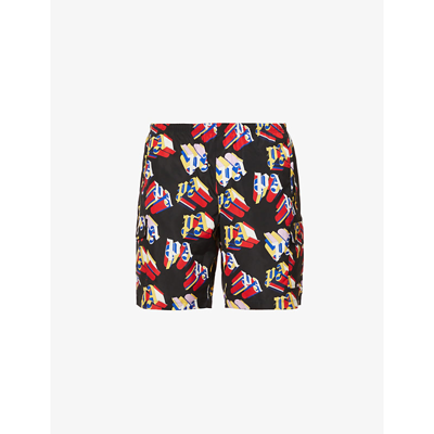 Shop Palm Angels Logo-print Regular-fit Swim Shorts In Multi