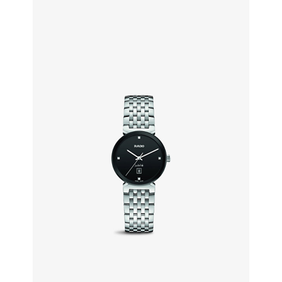 Shop Rado Women's Black R48913713 Florence Stainless-steel And Full-cut Diamond Quartz Watch