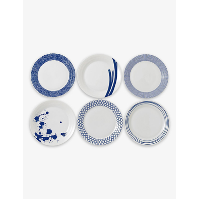 Royal Doulton Pacific Lines Porcelain Dinner Plates Set Of Six