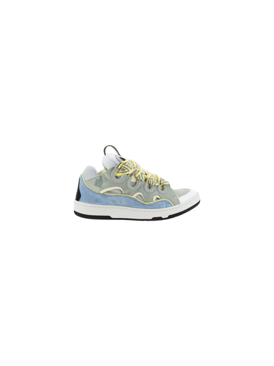 Shop Lanvin Curb Sneakers In Ice Blue/pale Green