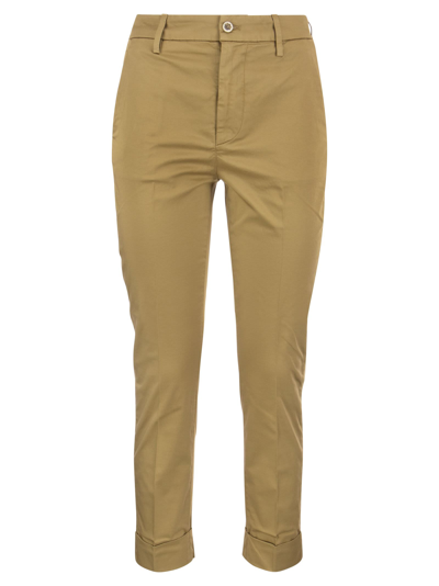 Shop Dondup Erin - Slim Cotton Trousers In Tobacco