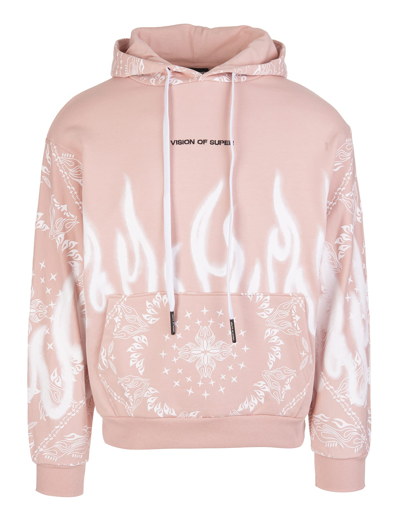 Shop Vision Of Super Unisex Pink Hoodie With Bandana Print In Rosa