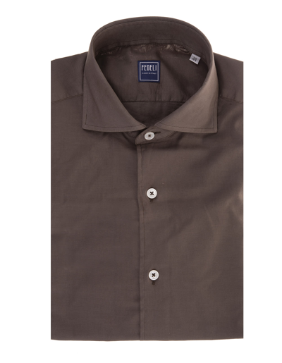Shop Fedeli Man Brown Lightweight Cotton Shirt In Marrone