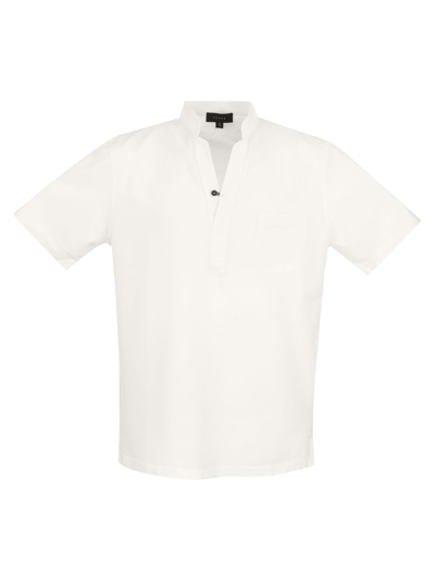 Shop Sease Fish Tail Short - Cotton Piquè Short Sleeve Polo In White