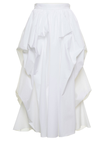 Shop Alexander Mcqueen Womans Parachute Cotton Optical White Long Skirt