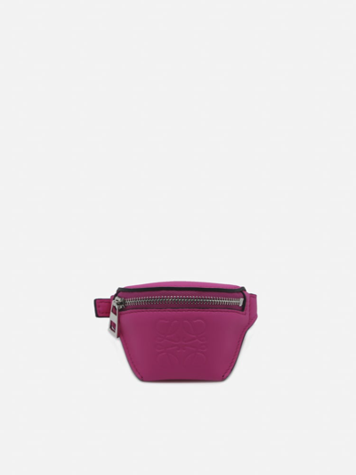 Shop Loewe Leather Coin Purse Bracelet With Embossed Anagram In Pink