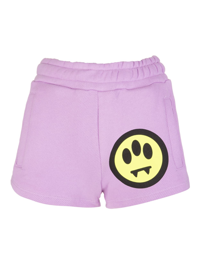 Shop Barrow Woman Lilac Sports Shorts With Logo In Rosa