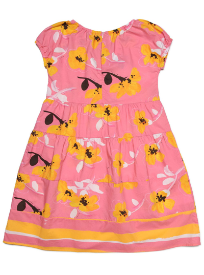 Shop Marni Pink Cotton Dress With Floral Print  Kids Girl