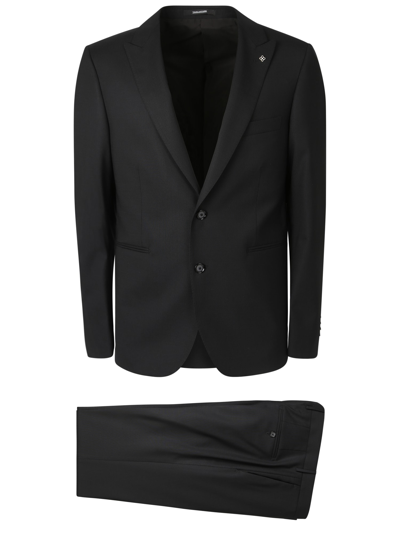 Shop Tagliatore Three-piece Suit In Black