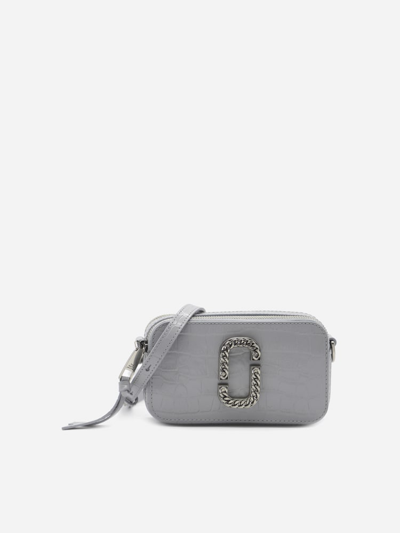 Shop Marc Jacobs The Croc-embossed Snapshot Leather Bag In Quarry