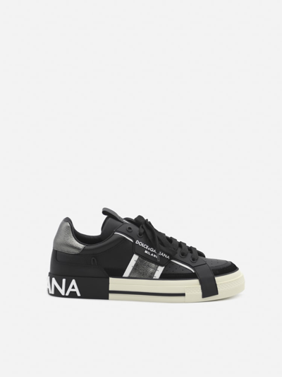 Shop Dolce & Gabbana Custom 2.zero Sneaker In Leather In Black