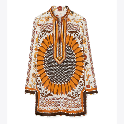 Shop Tory Burch Printed Beach Tunic In Giverny Engineer