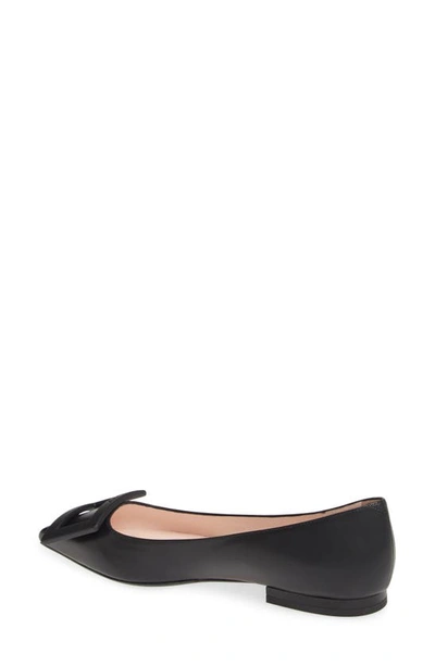 Roger Vivier Gommettine Leather Ballet Flats With Tonal Buckle In Black