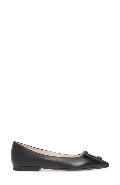 Shop Roger Vivier Gommettine Buckle Pointed Toe Flat In Black