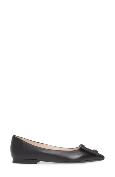 Roger Vivier Gommettine Leather Ballet Flats With Tonal Buckle In Black