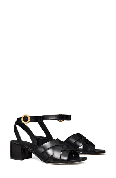 Tory Burch City Heel Ankle Strap Sandal In Perfect Black | ModeSens