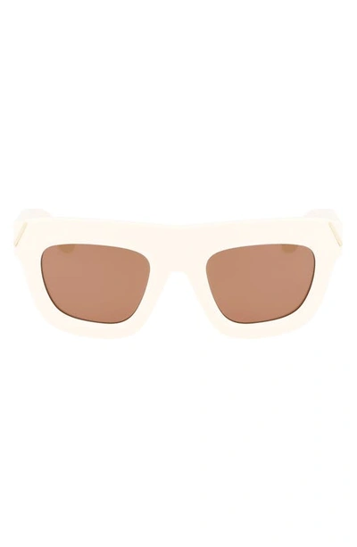 Shop Victoria Beckham 51mm Sculptural Square Sunglasses In Ivory