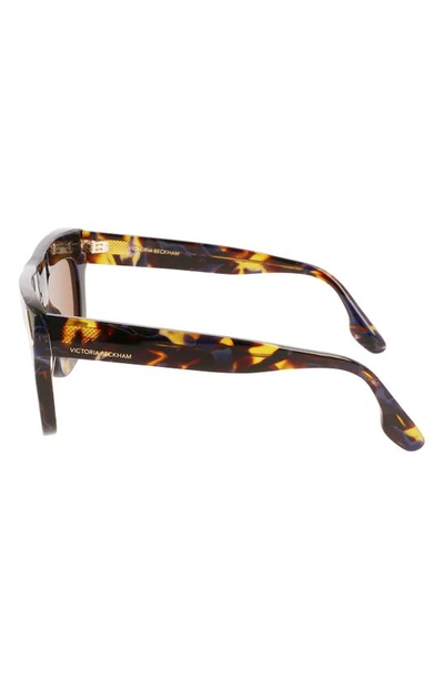 Victoria Beckham 51mm Sculptural Square Sunglasses In Havana Blue