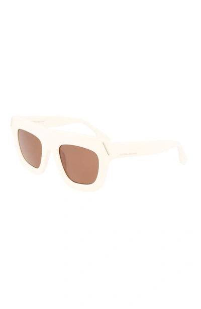 Shop Victoria Beckham 51mm Sculptural Square Sunglasses In Ivory
