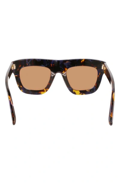 Shop Victoria Beckham 51mm Sculptural Square Sunglasses In Havana Blue