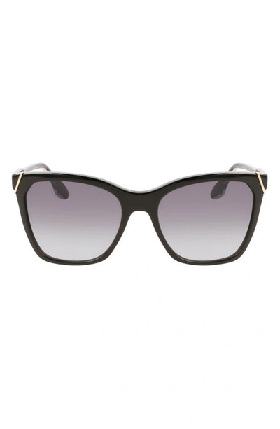 Shop Victoria Beckham Guilloché 56mm Gradient Rectangular Sunglasses In Black