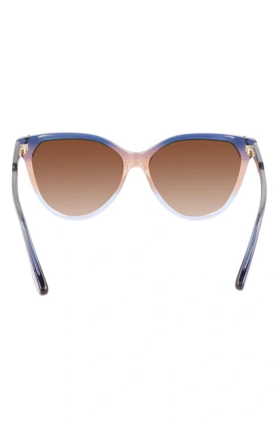Shop Victoria Beckham Guilloché 57mm Gradient Cat Eye Sunglasses In Blue/ Sand/ Azure