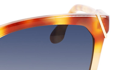 Shop Victoria Beckham Guilloché 56mm Gradient Rectangular Sunglasses In Amber Tortoise