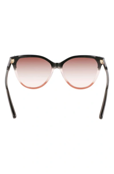 Shop Victoria Beckham Guilloché 57mm Gradient Cat Eye Sunglasses In Grey/ Rose/ Caramel