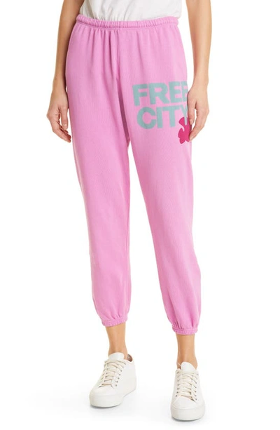 Shop Freecity Large Logo Sweatpants In Pink Light
