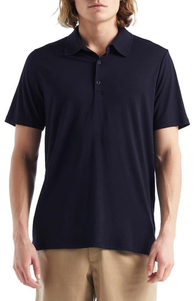 Shop Icebreaker Tech Lite Ii Merino Wool Polo In Midnight Navy