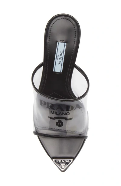 Shop Prada Logo Clear Slide Sandal In Nero