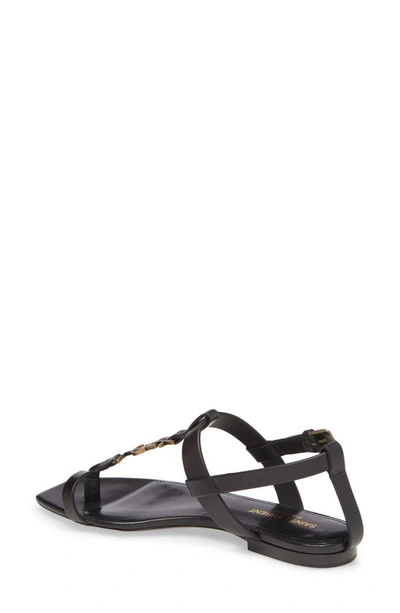 Shop Saint Laurent Power Cassandra Logo Toe Strap Sandal In Black