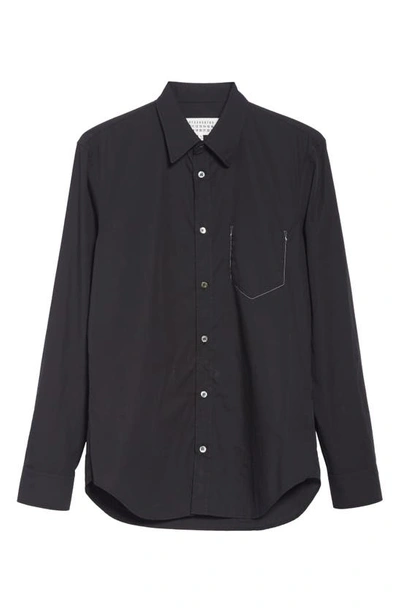 Shop Maison Margiela Faux Pocket Button-up Shirt In Black