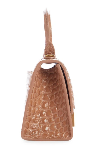 Shop Balenciaga Extra Small Hourglass Leather Top Handle Bag In Nude Beige