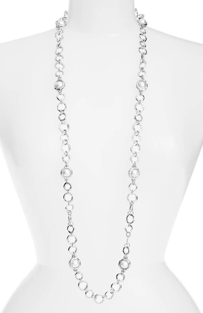 Shop Karine Sultan Long Imitation Pearl Necklace In Silver