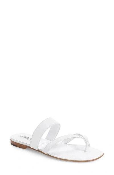 Shop Manolo Blahnik Slide Sandal In White