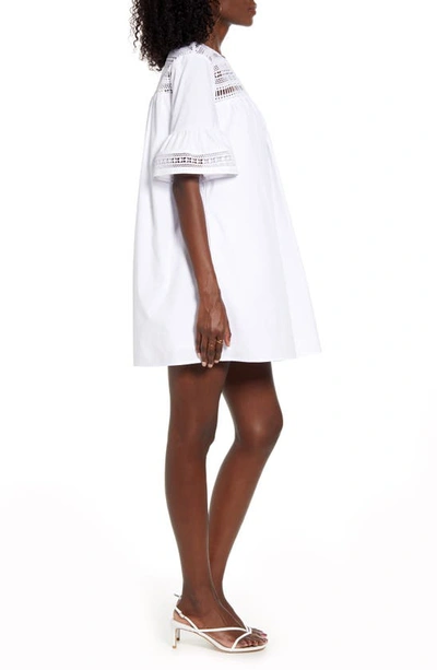 Shop English Factory Lace Trim Shift Dress In White