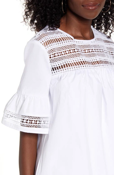 Shop English Factory Lace Trim Shift Dress In White