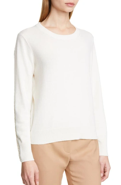 Shop Altuzarra Braid Detail Cashmere Sweater In Optic White