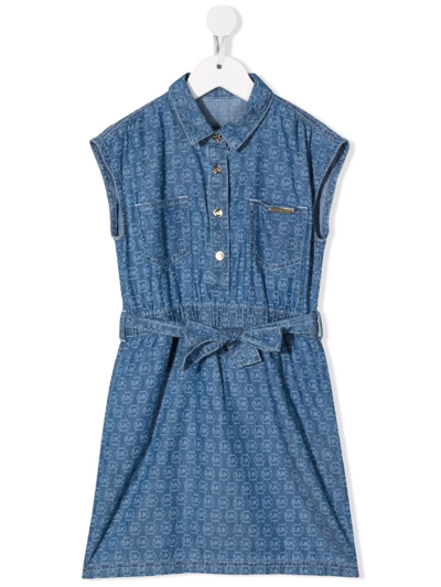 Shop Michael Kors Monogram-print Shirt Dress In Blue